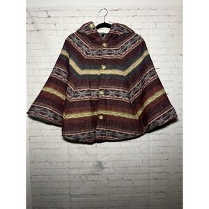 Nooworks Hooded Poncho | Made in USA | Boho Fleece Lined‎ Cape Medium